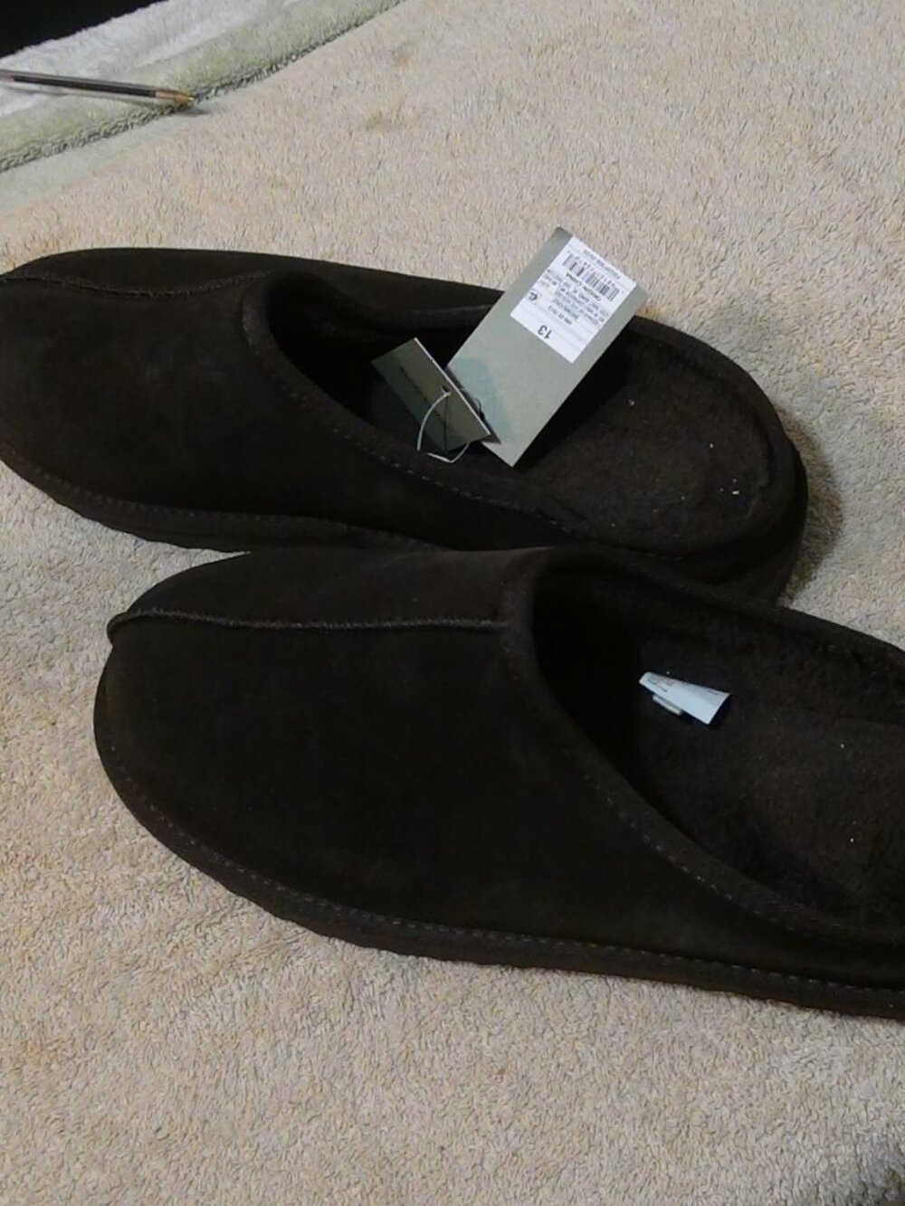Men's Cruz Genuine Suede Clog Slippers Goodfellow & Co Size 13 Dark Brown